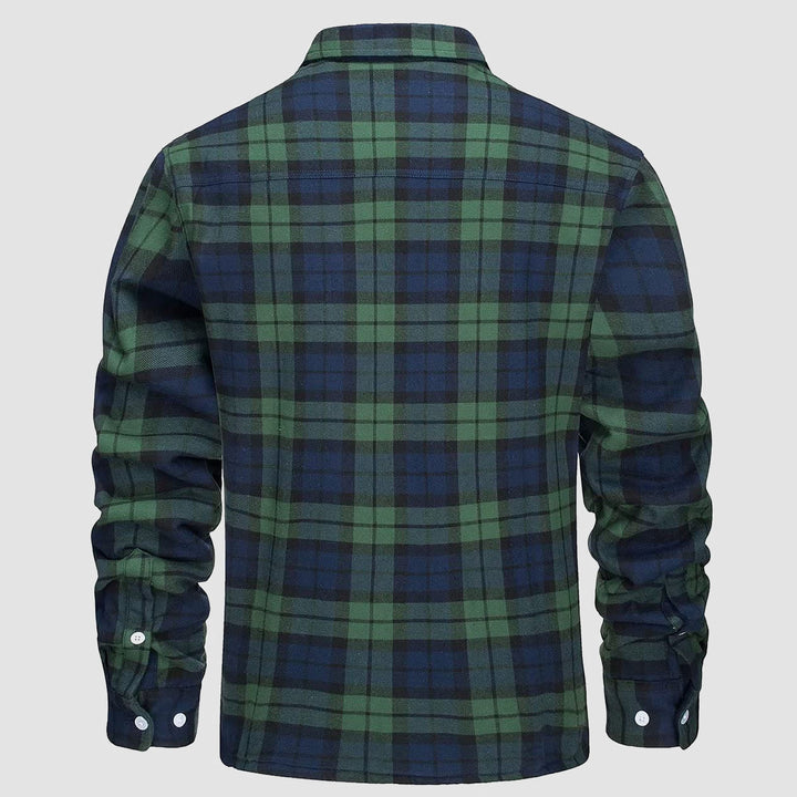 🔥Paul™ Hombres Sherpa Camisa Forro Polar Chaqueta de franela con 3 bolsillos Casual Plaid Button Down Abrigo de invierno