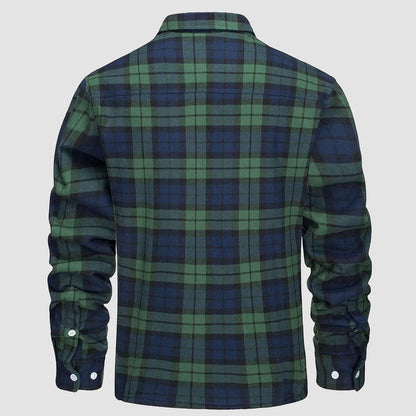 🔥Paul™ Hombres Sherpa Camisa Forro Polar Chaqueta de franela con 3 bolsillos Casual Plaid Button Down Abrigo de invierno