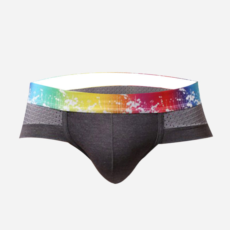 Slips para hombres sexys con cintura baja, ribete de color y malla transpirable.