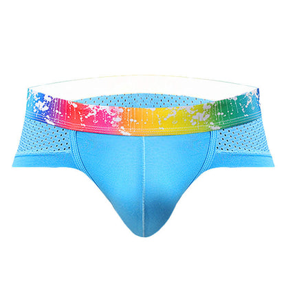 Slips para hombres sexys con cintura baja, ribete de color y malla transpirable.