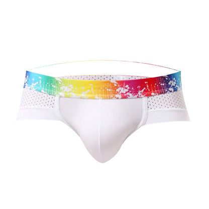 Slips para hombres sexys con cintura baja, ribete de color y malla transpirable.