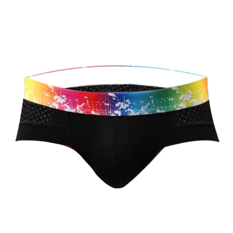 Slips para hombres sexys con cintura baja, ribete de color y malla transpirable.
