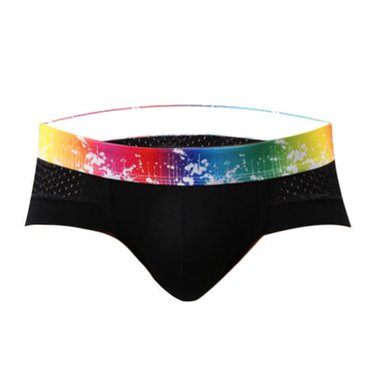 Slips para hombres sexys con cintura baja, ribete de color y malla transpirable.