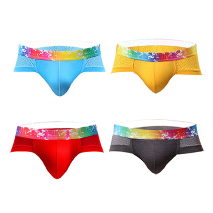 Slips para hombres sexys con cintura baja, ribete de color y malla transpirable.