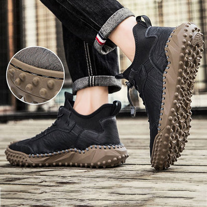 【50% DE DESCUENTO】Zapatillas deportivas casuales de cuero cosidas a mano para hombre