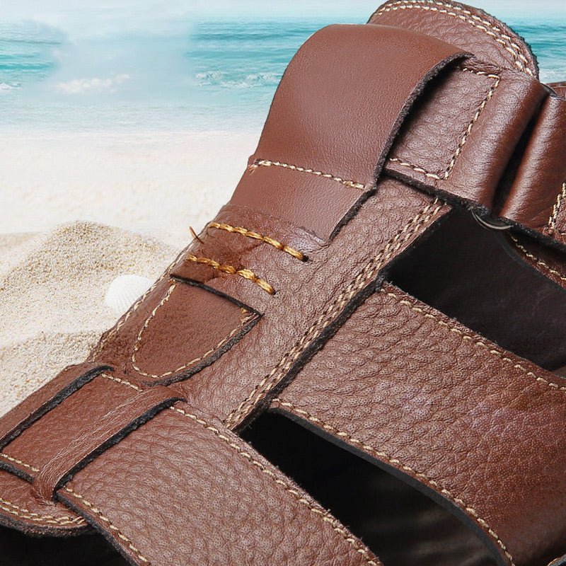 🔥49% DE DESCUENTO🔥Sandalias casuales de piel de alta calidad para hombre 【Antideslizantes, masaje de pies】