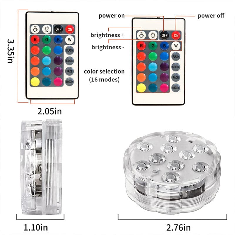 Luces LED estancas sumergibles con mando a distancia para piscina