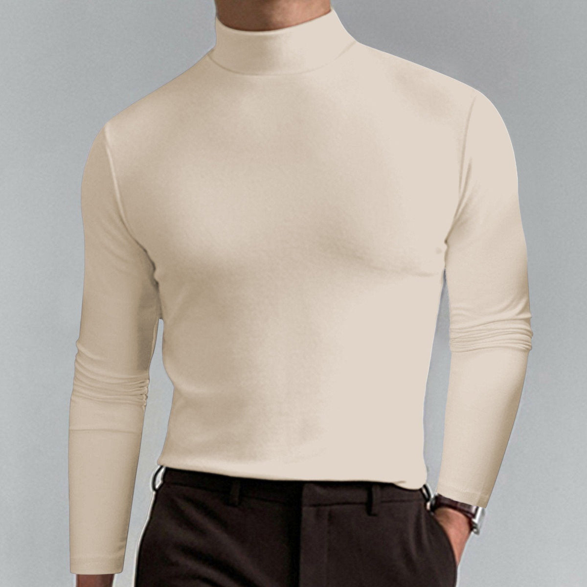 🔥¡60% de descuento! Camiseta de cuello alto Ultimate Comfort para hombre: elástica, transpirable y ajustada, ideal para el gimnasio y uso diario.