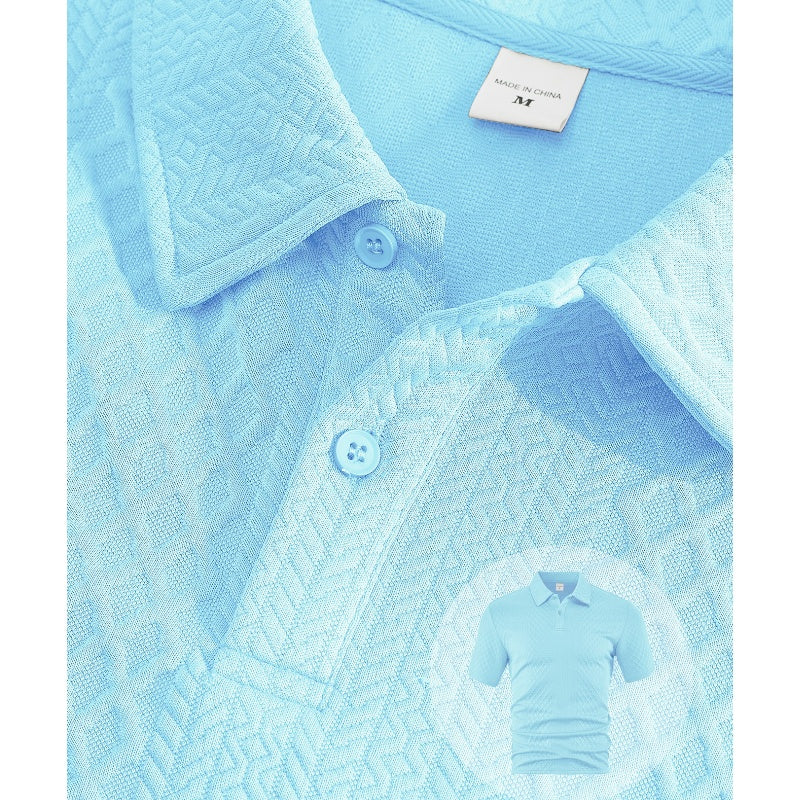 👕 Conjunto de 2 Piezas para Hombre – Jacquard Transpirable, Cuello Polo y Shorts con Cordón, Ideal para el Verano Casual ☀️🌿