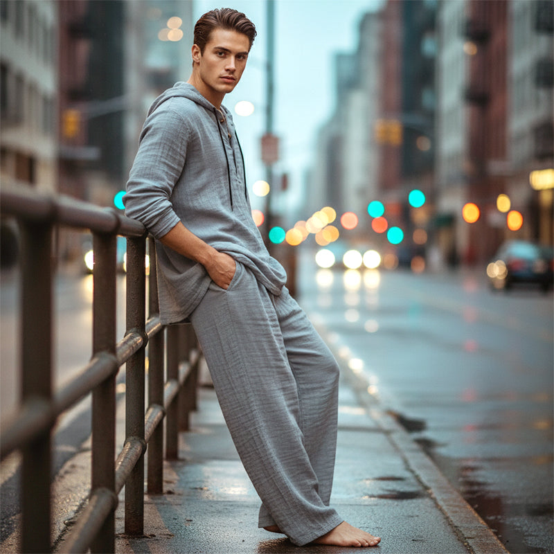 🔥【1° Más Vendido】🔥Ropa incómoda/tela abrazando/estilo aburrido? Conjunto lino holgado hombre 8 colores