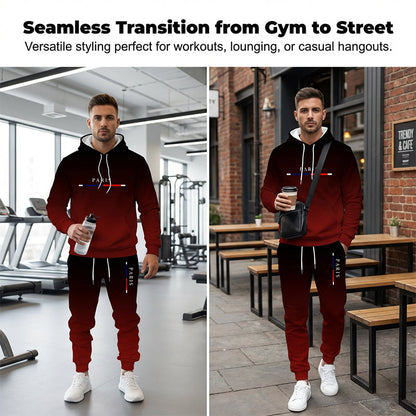 ⏰¡OFERTA 50% OFF! 🔥Conjunto de chándal degradado para hombre – Sudadera con capucha y pantalón deportivo