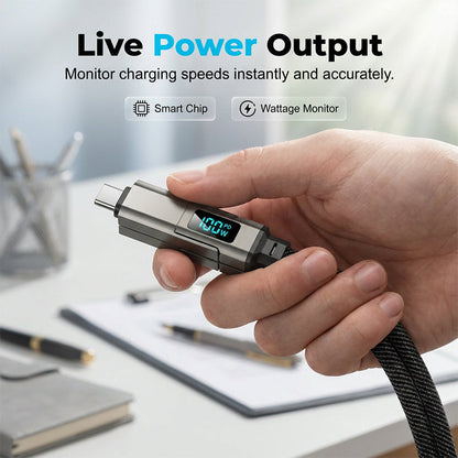 🔥OFERTA ESPECIAL 50% DE DESCUENTO🔥🔌 Cable de carga 4 en 1 con pantalla digital y llavero: carga rápida, resistente a las torceduras y compacto.