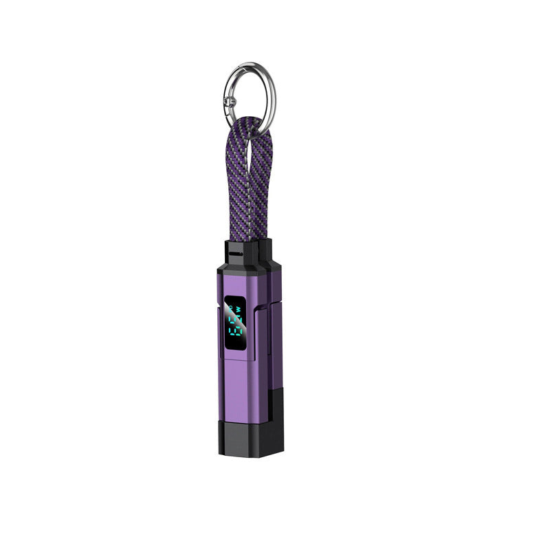 🔥OFERTA ESPECIAL 50% DE DESCUENTO🔥🔌 Cable de carga 4 en 1 con pantalla digital y llavero: carga rápida, resistente a las torceduras y compacto.