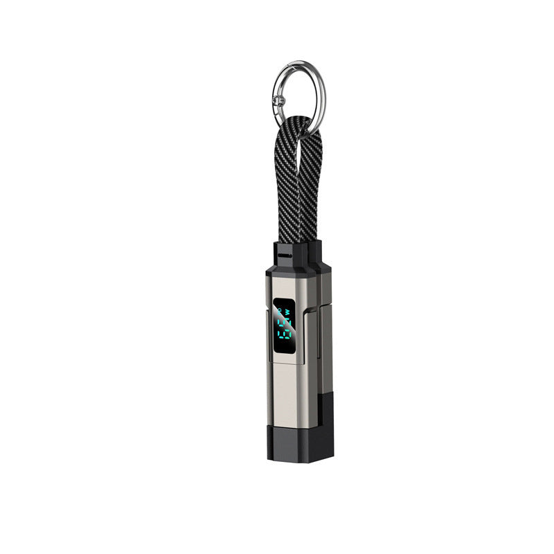 🔥OFERTA ESPECIAL 50% DE DESCUENTO🔥🔌 Cable de carga 4 en 1 con pantalla digital y llavero: carga rápida, resistente a las torceduras y compacto.