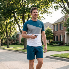 👕 ¡50% DTO. AHORA! 🎨 Conjunto de Camiseta y Shorts de Bloques de Color para Hombre – Algodón suave y transpirable – Perfecto para verano, deporte o descanso – Elegante y cómodo 🩳✨