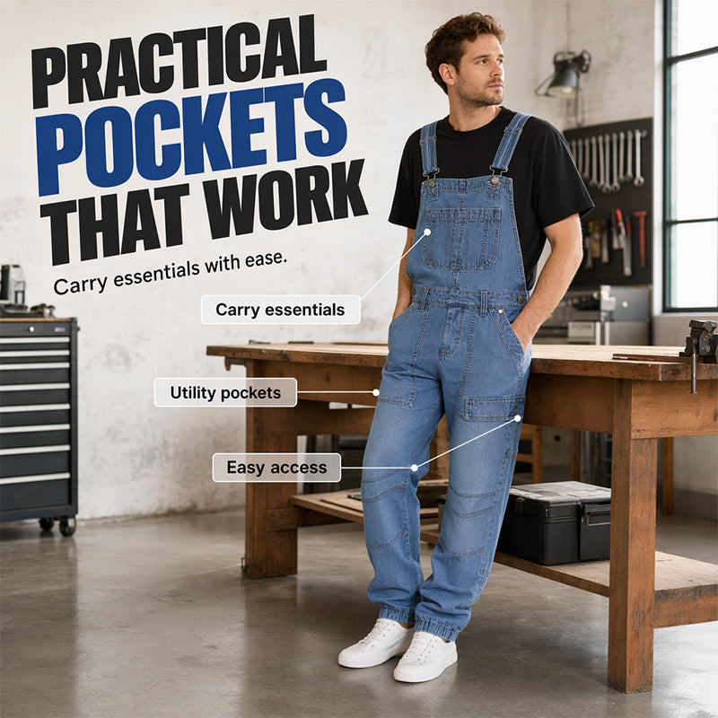 👖🔥 ¡OFERTA 50% OFF! Peto Vaquero para Hombre – Cómodo, Resistente y con Estilo Casual Atemporal ✨