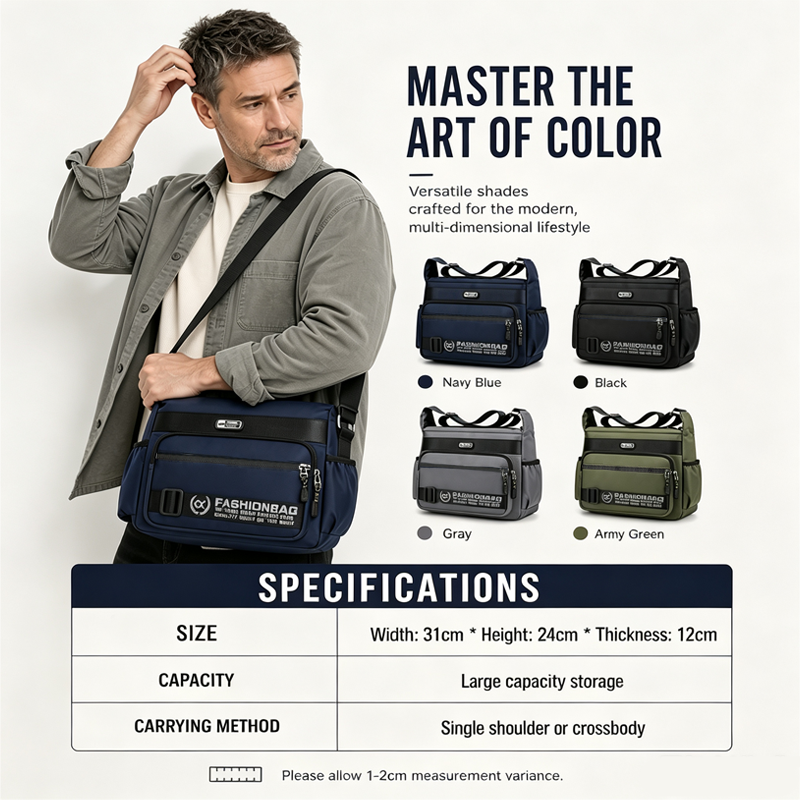 💧👜 Bolso Mensajero Urbano – Resistente al Agua, Multi-Compartmentos y Organización Perfecta para el Trabajo y la Universidad 🏙️💼