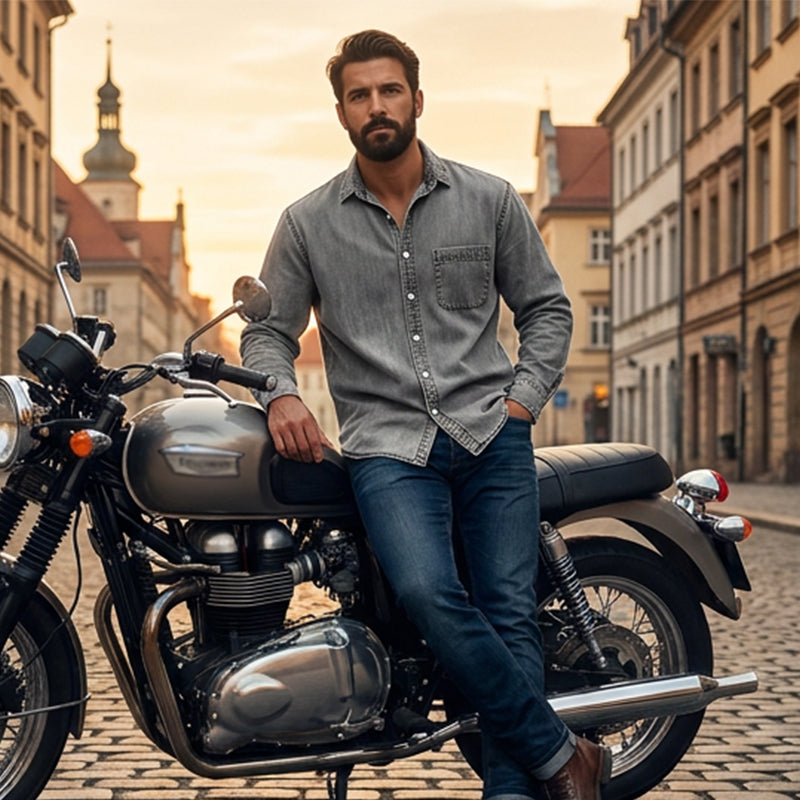 ⏰🔥 ¡OFERTA 50% OFF! 👔✨ Camisa de Hombre de Mezcla de Algodón – Fresca, Cómoda y Versátil con Bolsillo en el Pecho
