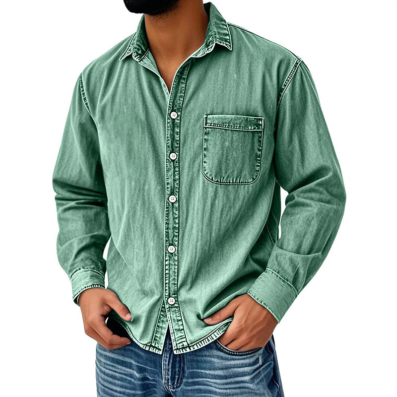⏰🔥 ¡OFERTA 50% OFF! 👔✨ Camisa de Hombre de Mezcla de Algodón – Fresca, Cómoda y Versátil con Bolsillo en el Pecho