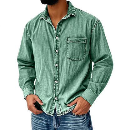 ⏰🔥 ¡OFERTA 50% OFF! 👔✨ Camisa de Hombre de Mezcla de Algodón – Fresca, Cómoda y Versátil con Bolsillo en el Pecho