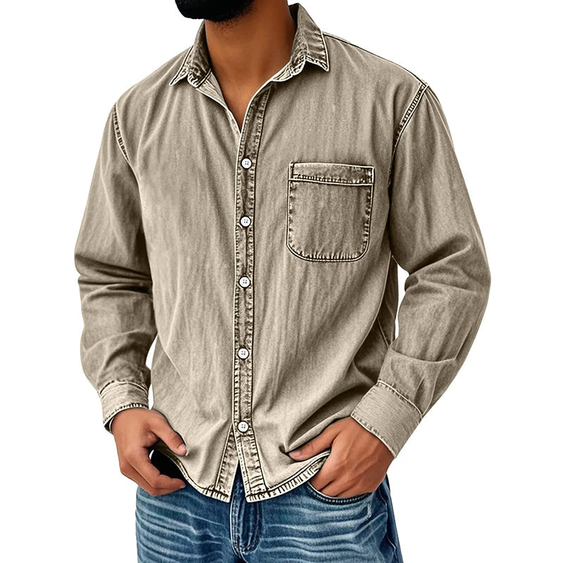 ⏰🔥 ¡OFERTA 50% OFF! 👔✨ Camisa de Hombre de Mezcla de Algodón – Fresca, Cómoda y Versátil con Bolsillo en el Pecho