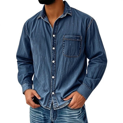 ⏰🔥 ¡OFERTA 50% OFF! 👔✨ Camisa de Hombre de Mezcla de Algodón – Fresca, Cómoda y Versátil con Bolsillo en el Pecho