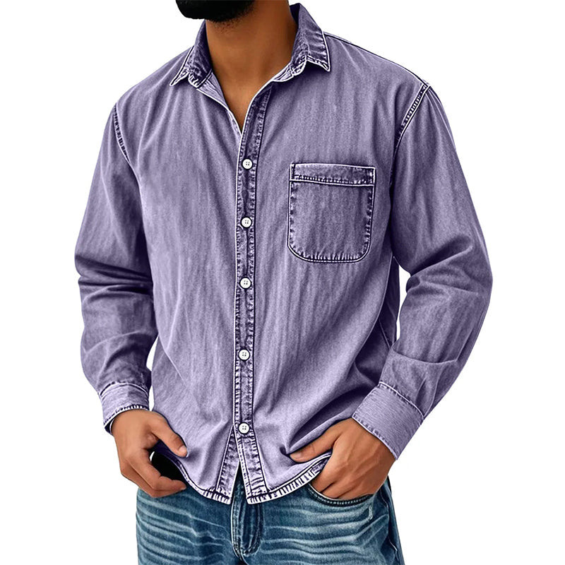 ⏰🔥 ¡OFERTA 50% OFF! 👔✨ Camisa de Hombre de Mezcla de Algodón – Fresca, Cómoda y Versátil con Bolsillo en el Pecho