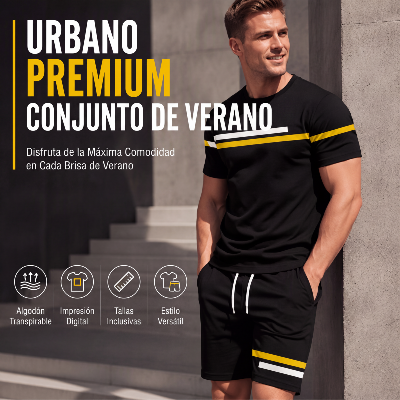 📢📢¡50% de descuento! ⏰ Conjunto de camiseta de manga corta casual y pantalones cortos para hombre
