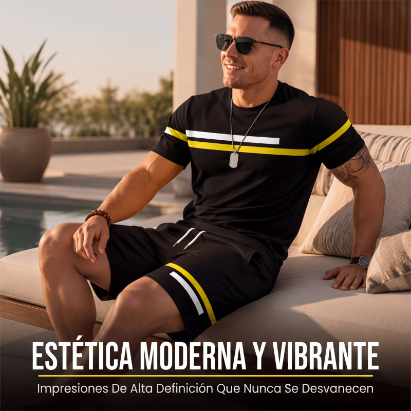 📢📢¡50% de descuento! ⏰ Conjunto de camiseta de manga corta casual y pantalones cortos para hombre