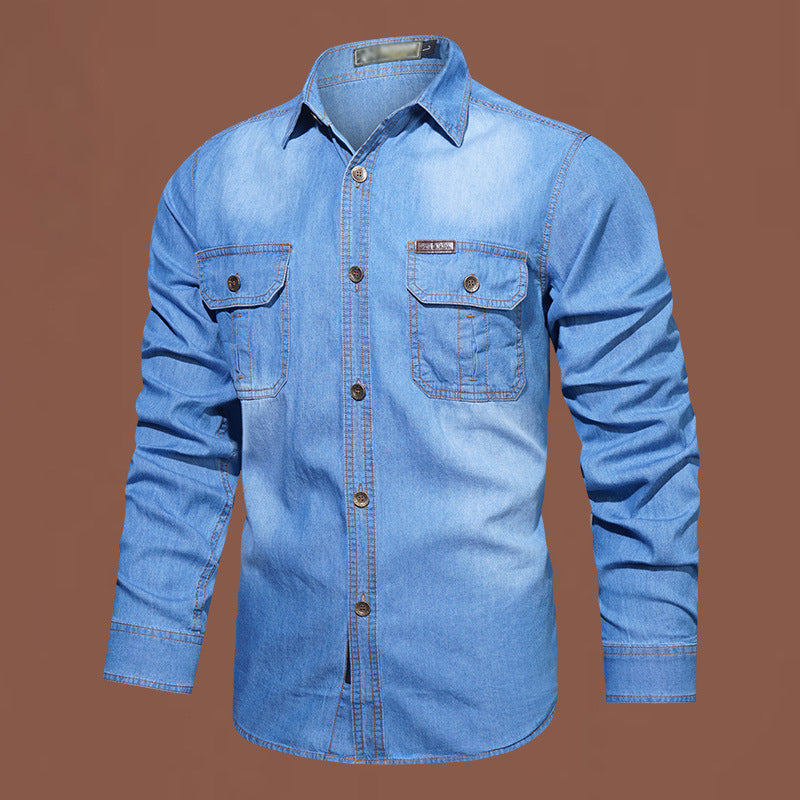📢📢¡50% de descuento! ⏰ Camisa vaquera casual de manga larga para hombre