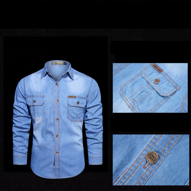 📢📢¡50% de descuento! ⏰ Camisa vaquera casual de manga larga para hombre