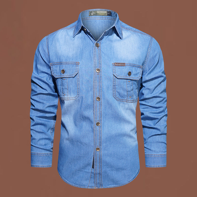 📢📢¡50% de descuento! ⏰ Camisa vaquera casual de manga larga para hombre