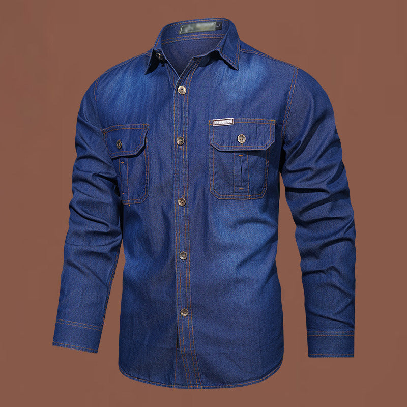 📢📢¡50% de descuento! ⏰ Camisa vaquera casual de manga larga para hombre