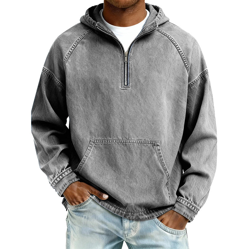 ⏰🔥 ¡OFERTA 50% OFF! 👔✨ Chaqueta vaquera casual de hombre con media cremallera