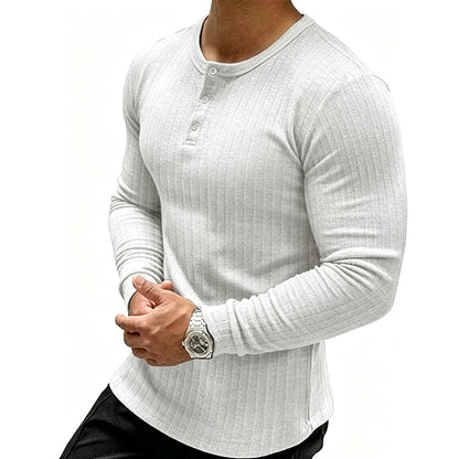 🔥 OFERTA ESPECIAL | Henley Ajustada para Hombre con Textura Acanalada
