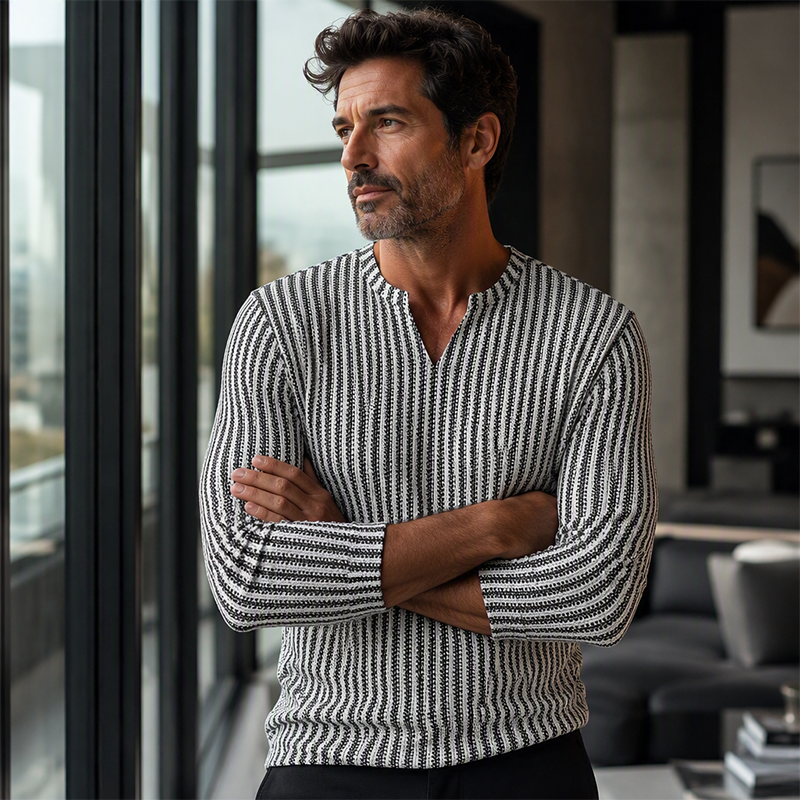 🔥 UN CLÁSICO CON MÁS ACTITUD | Suéter de Punto a Rayas para Hombre -50%