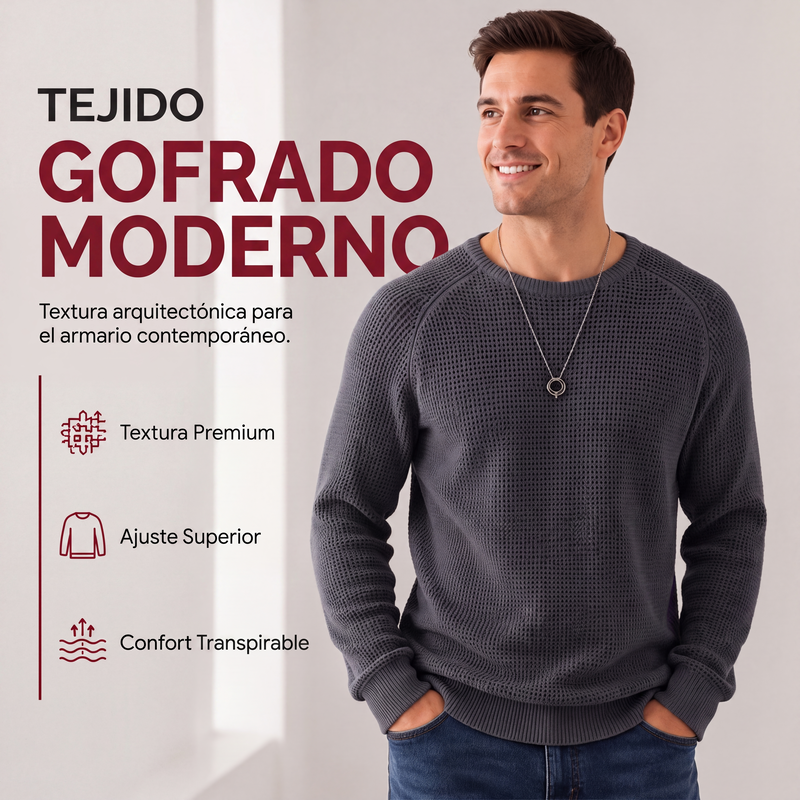⚡ ¡50% MENOS! | Jersey Waffle para Hombre de Cuello Redondo