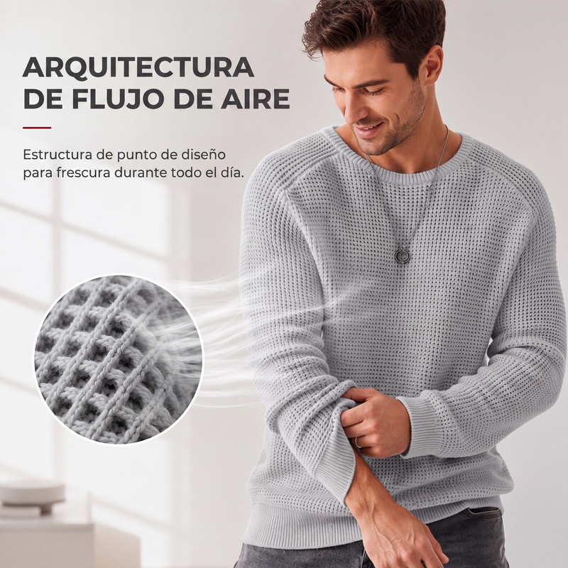 ⚡ ¡50% MENOS! | Jersey Waffle para Hombre de Cuello Redondo