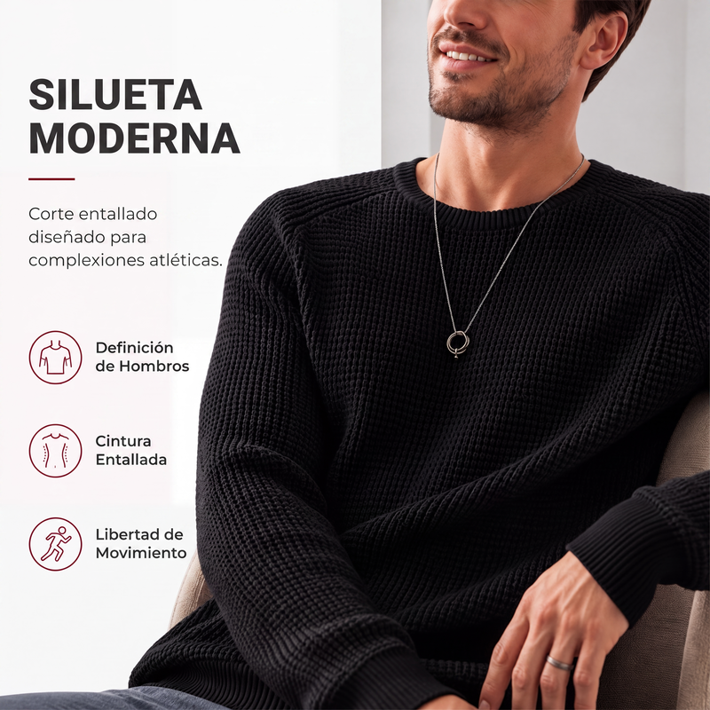 ⚡ ¡50% MENOS! | Jersey Waffle para Hombre de Cuello Redondo