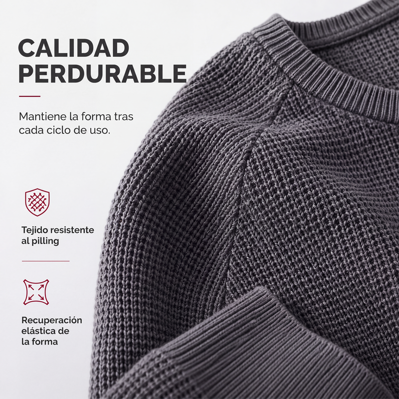 ⚡ ¡50% MENOS! | Jersey Waffle para Hombre de Cuello Redondo