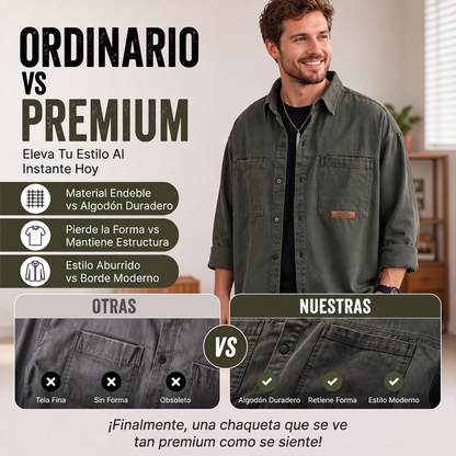 🔥 50% DE DESCUENTO🔥 Camisa utilitaria holgada de manga larga para hombre