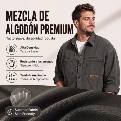 🔥 50% DE DESCUENTO🔥 Camisa utilitaria holgada de manga larga para hombre