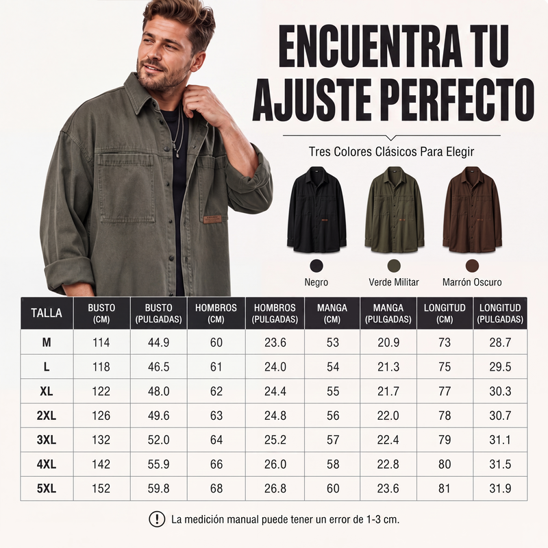 🔥 50% DE DESCUENTO🔥 Camisa utilitaria holgada de manga larga para hombre