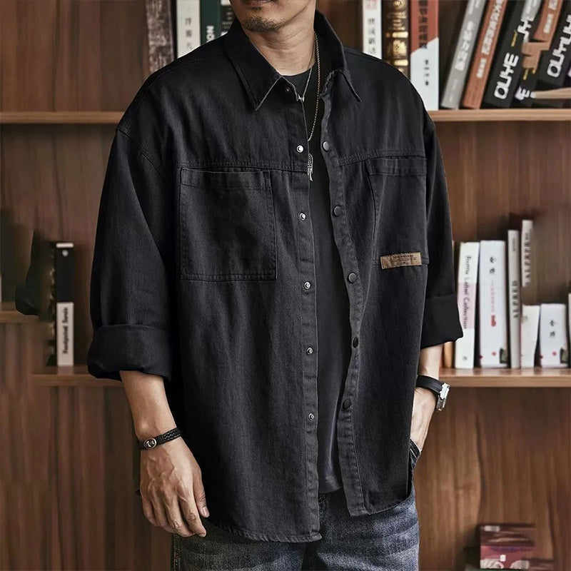 🔥 50% DE DESCUENTO🔥 Camisa utilitaria holgada de manga larga para hombre