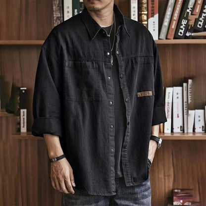 🔥 50% DE DESCUENTO🔥 Camisa utilitaria holgada de manga larga para hombre