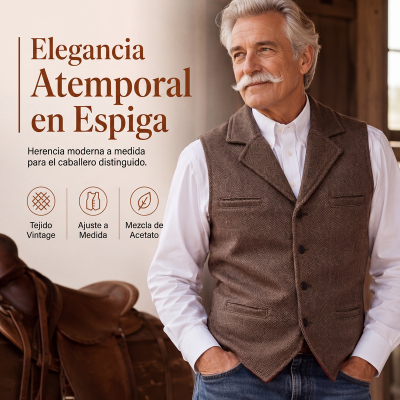 ⏰🔥 ¡OFERTA 50% OFF! 🕴️✨ Chaleco Vintage de Espiga para Hombre – Estilo Elegante, Corte Entallado y Look Formal Sofisticado
