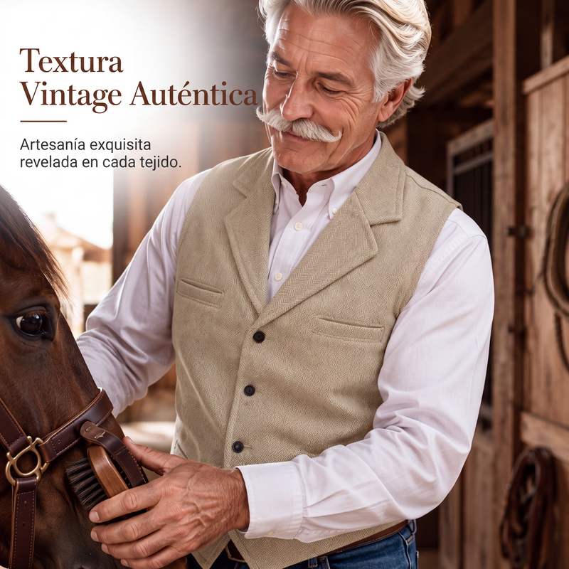 ⏰🔥 ¡OFERTA 50% OFF! 🕴️✨ Chaleco Vintage de Espiga para Hombre – Estilo Elegante, Corte Entallado y Look Formal Sofisticado