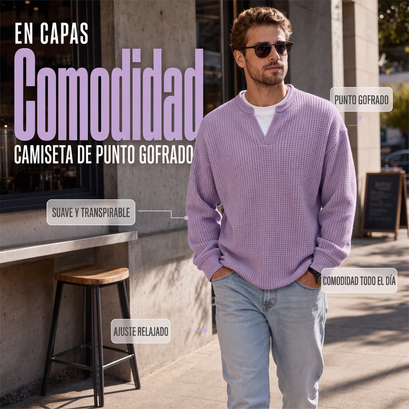 🔥 50% OFF | Playera Waffle para Hombre con Efecto de Doble Capa