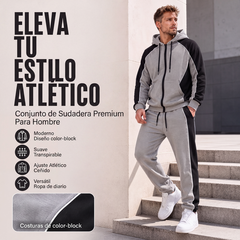⏰🔥 ¡OFERTA 50% OFF! 🧥✨ Conjunto Deportivo de Sudadera con Capucha y Pantalones para Hombre – Diseño de Bloques de Color, Cómodo y Estilo Casual