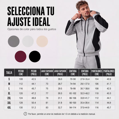 ⏰🔥 ¡OFERTA 50% OFF! 🧥✨ Conjunto Deportivo de Sudadera con Capucha y Pantalones para Hombre – Diseño de Bloques de Color, Cómodo y Estilo Casual
